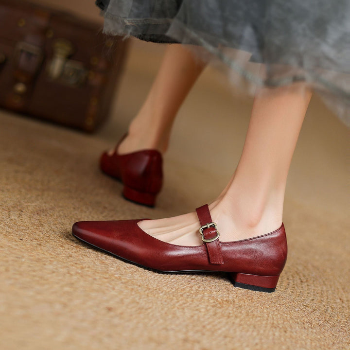 Genuine Leather Mary Jane Flats
