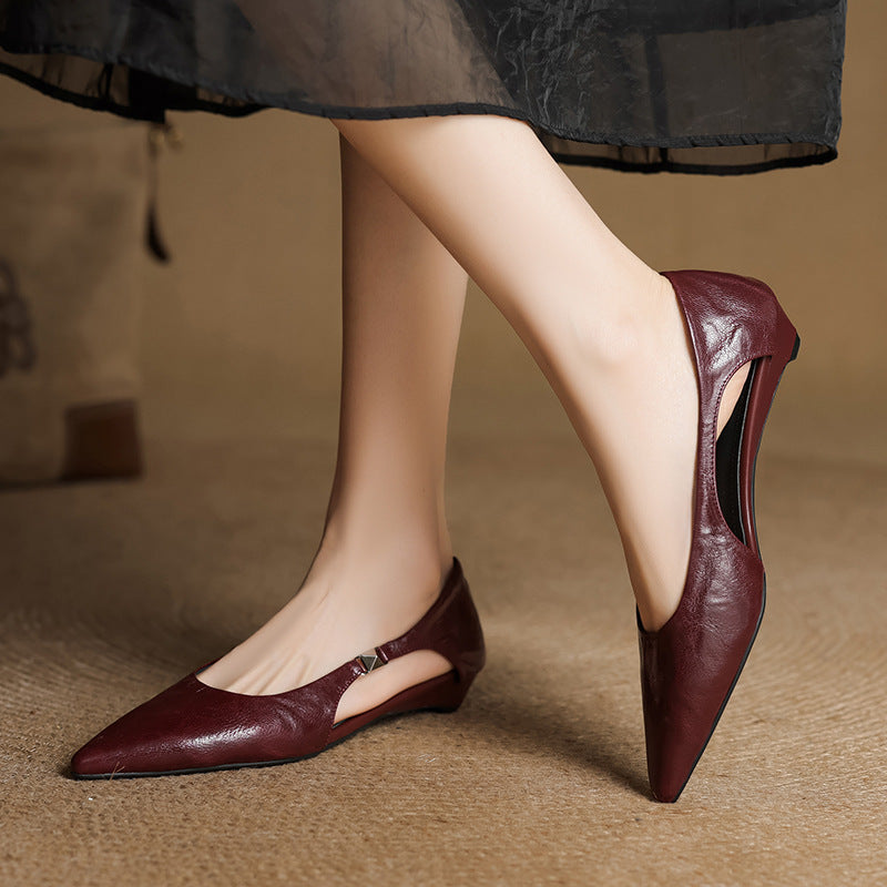 Zephy Genuine Leather Pointed Flats