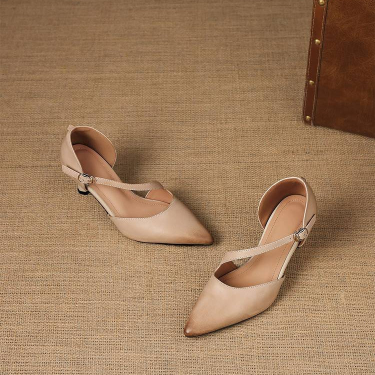 Evani Genuine Leather D'Orsay Heels