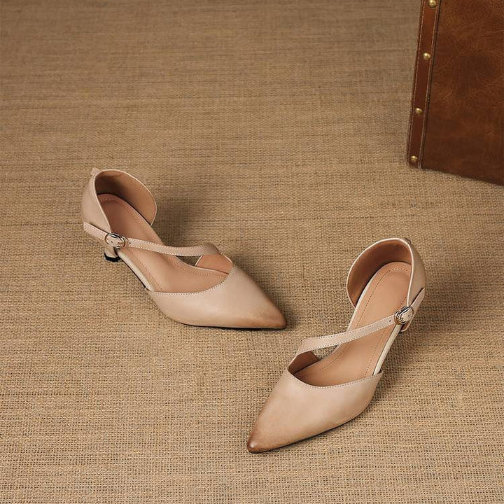Evani Genuine Leather D'Orsay Heels