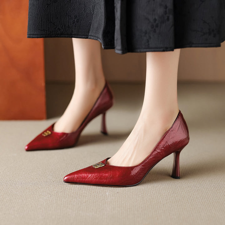 Genuine Leather Heels Bluer