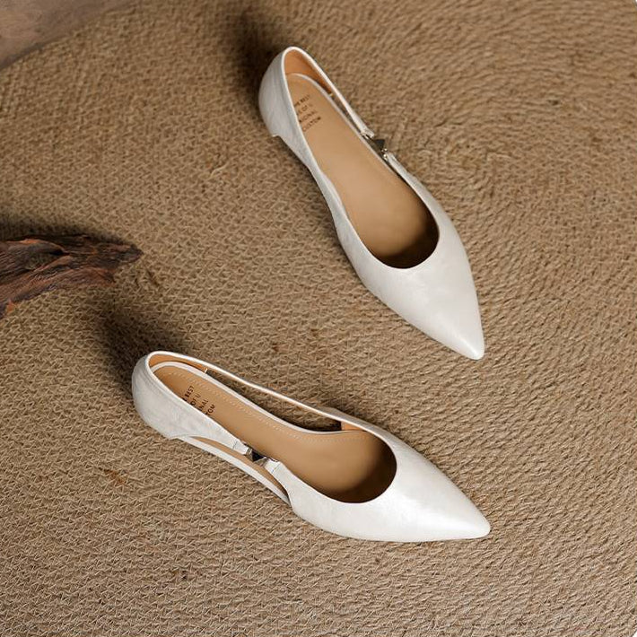 Zephy Genuine Leather Pointed Flats
