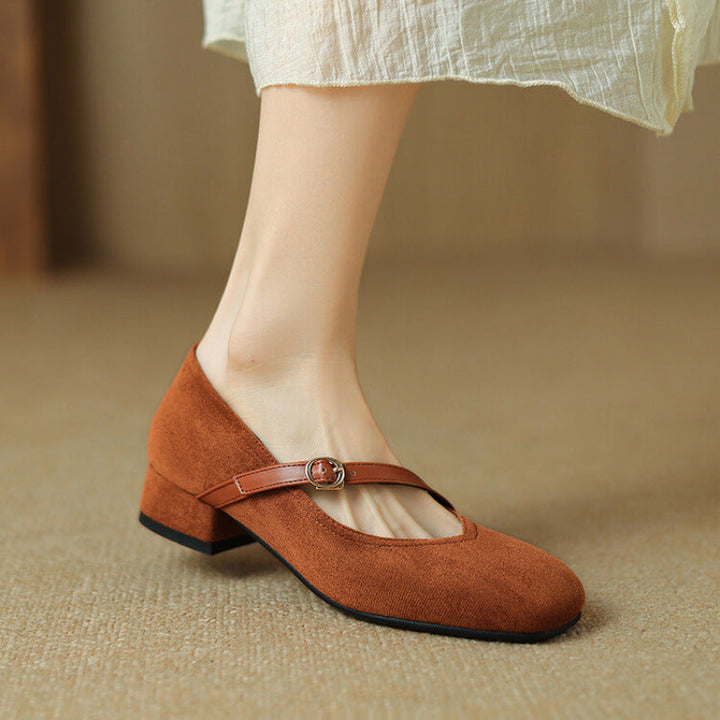 Suede Heeled Mary Janes