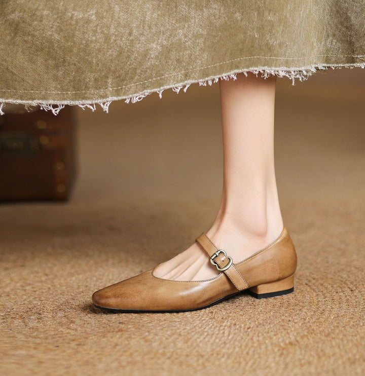 Genuine Leather Mary Jane Flats