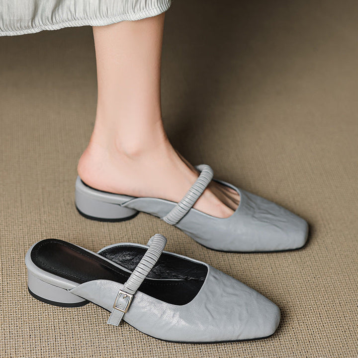 Elyne Genuine Leather Mary Jane Mules