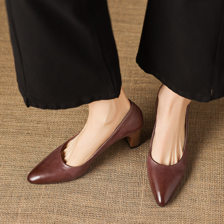 Authentic Leather Heels Velia