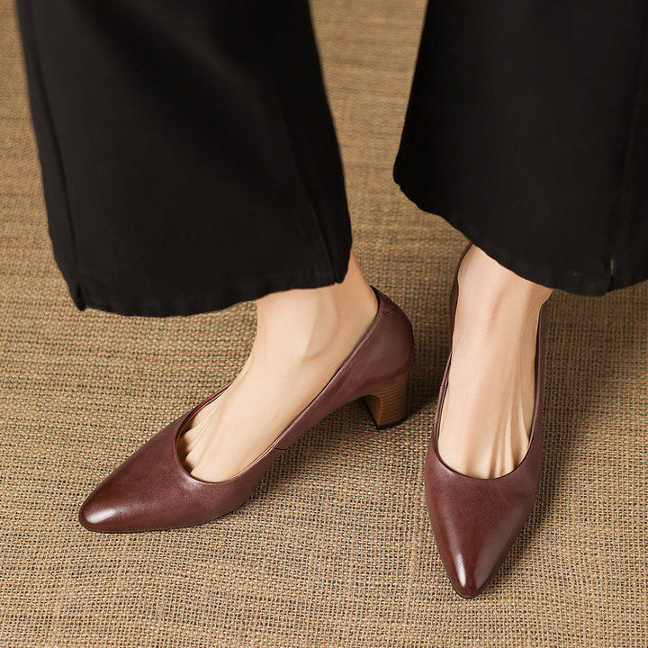 Authentic Leather Heels Velia