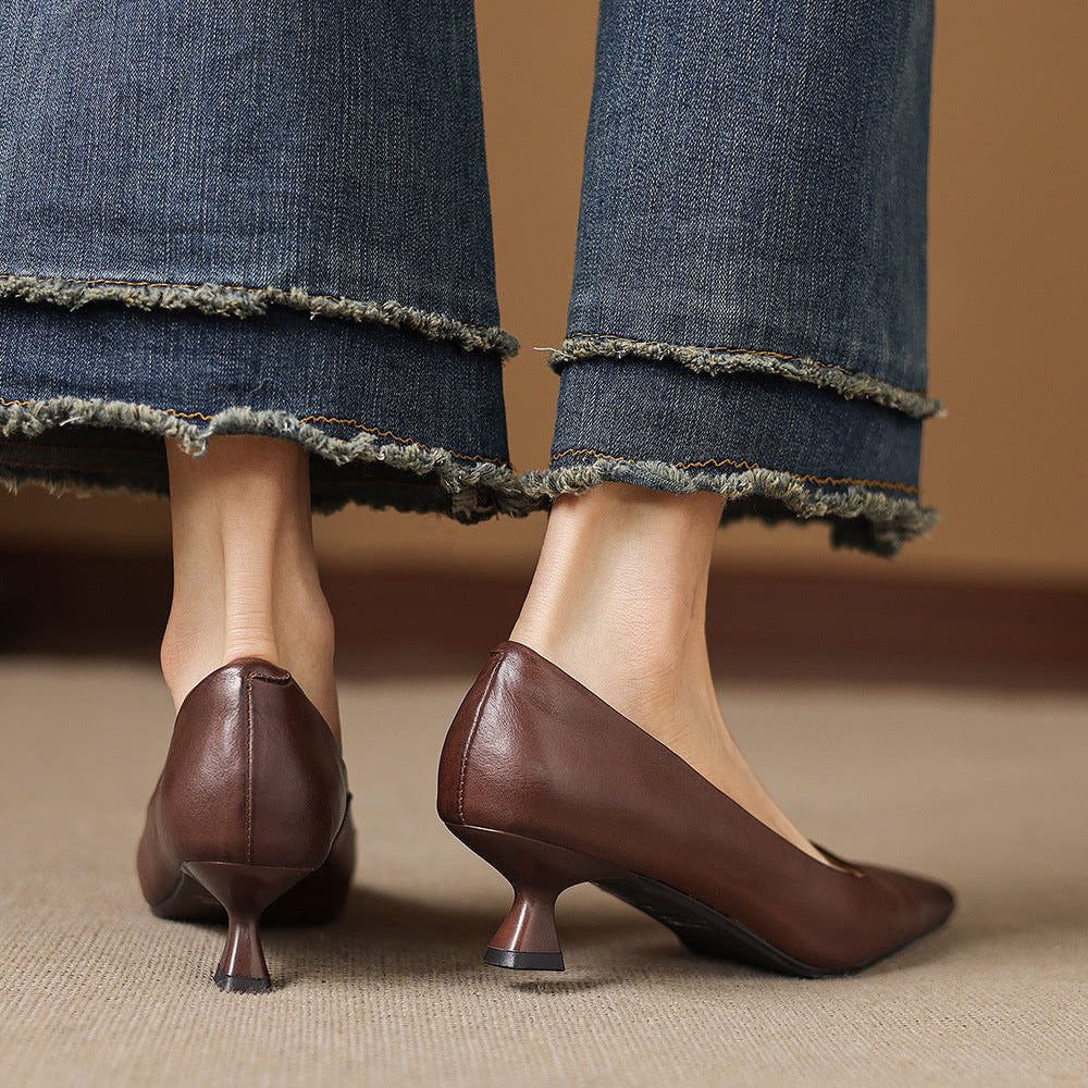 Authentic Leather Heels Revia