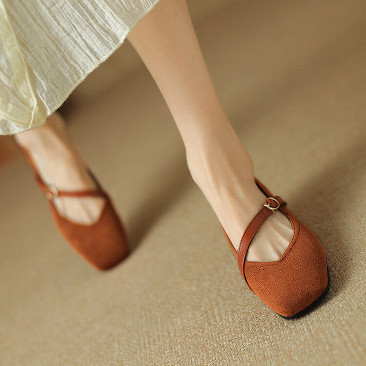 Suede Heeled Mary Janes