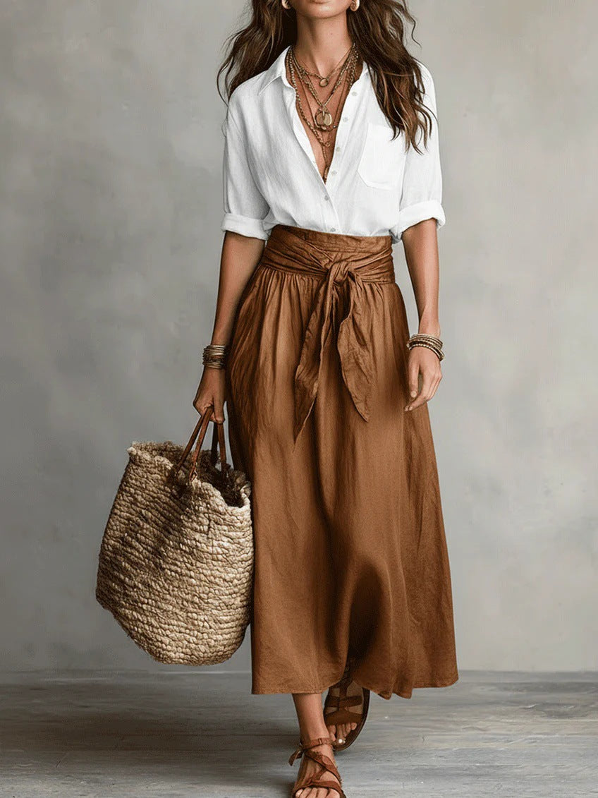 Kornélia | Chic Two-Piece Ensemble Featuring a Relaxed Top and Midi Skirt