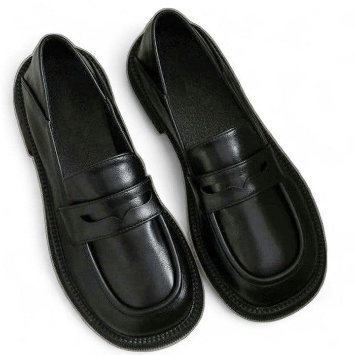 Soft Textured Black Low Moccasins