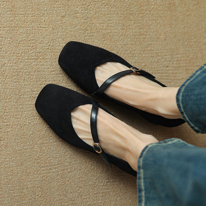 Suede Heeled Mary Janes