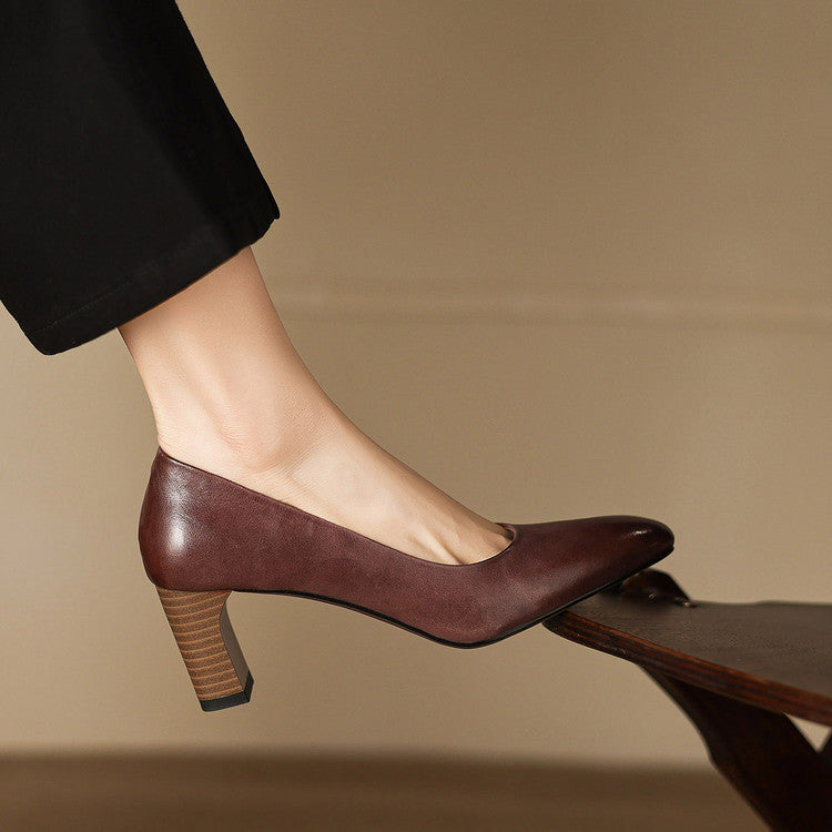 Authentic Leather Heels Velia