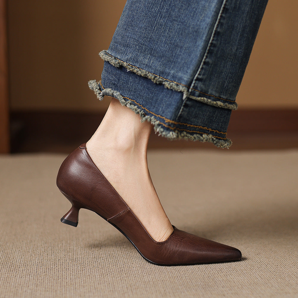 Authentic Leather Heels Revia