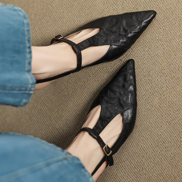 Black Heels Made of Genuine Leather