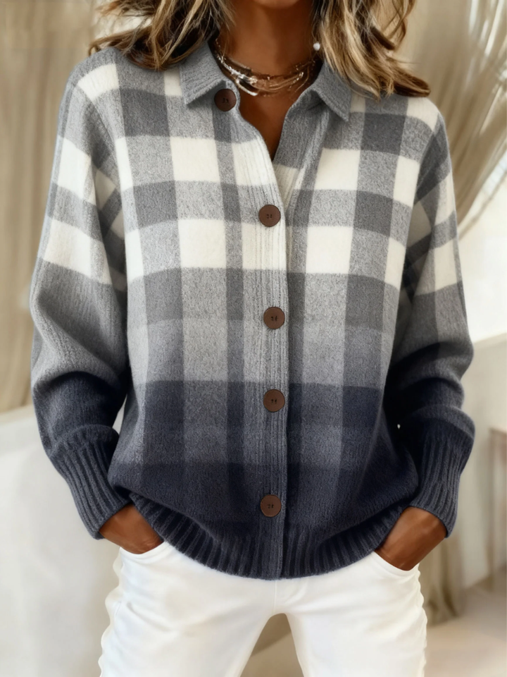 Agni | Grey Check Oversized Jacket with Buttons