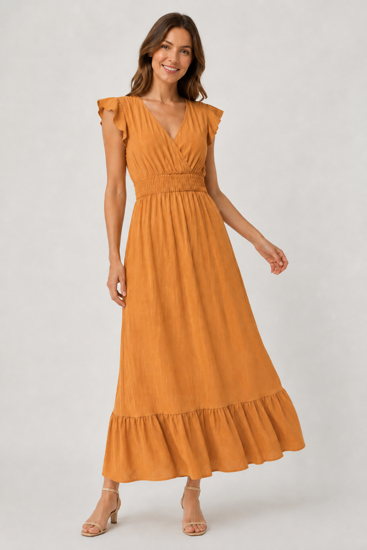 Lea | Ruffled Sleeve Summer Maxi Dress