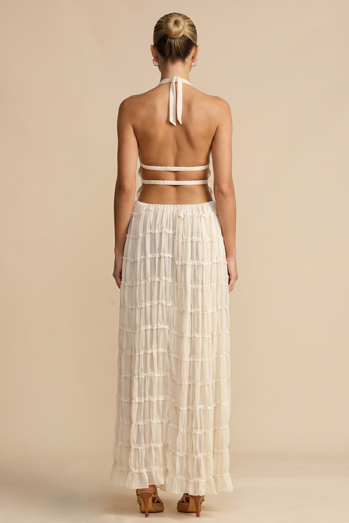 Danuša | Halter Neck Top & Pleated Maxi Skirt Two-Piece Set