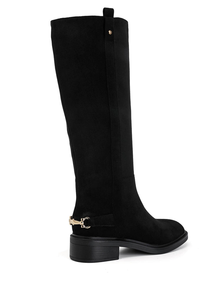 Mid-Calf Boots Featuring Metallic Edge Accents