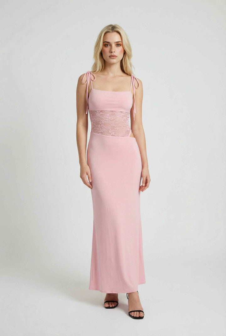 Nina | Sleeveless Pink Romantic Maxi Dress