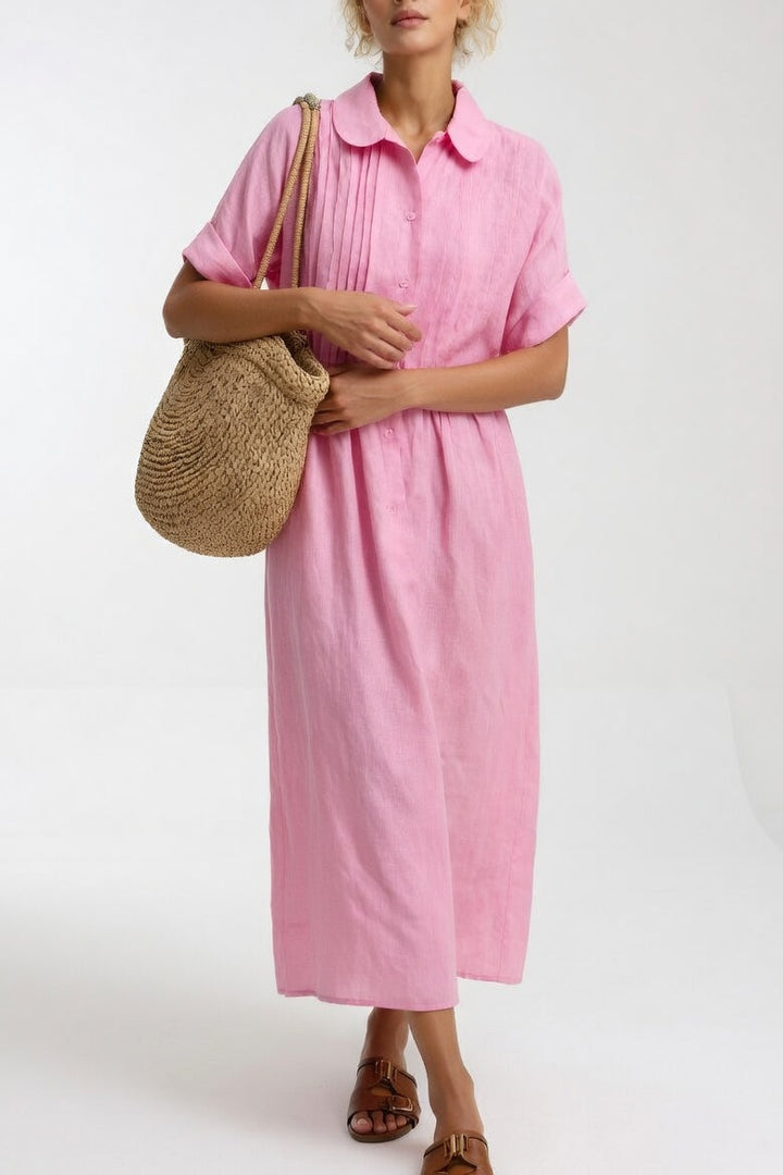 Klaudia | Relaxed Fit Linen-Cotton Shirt Dress