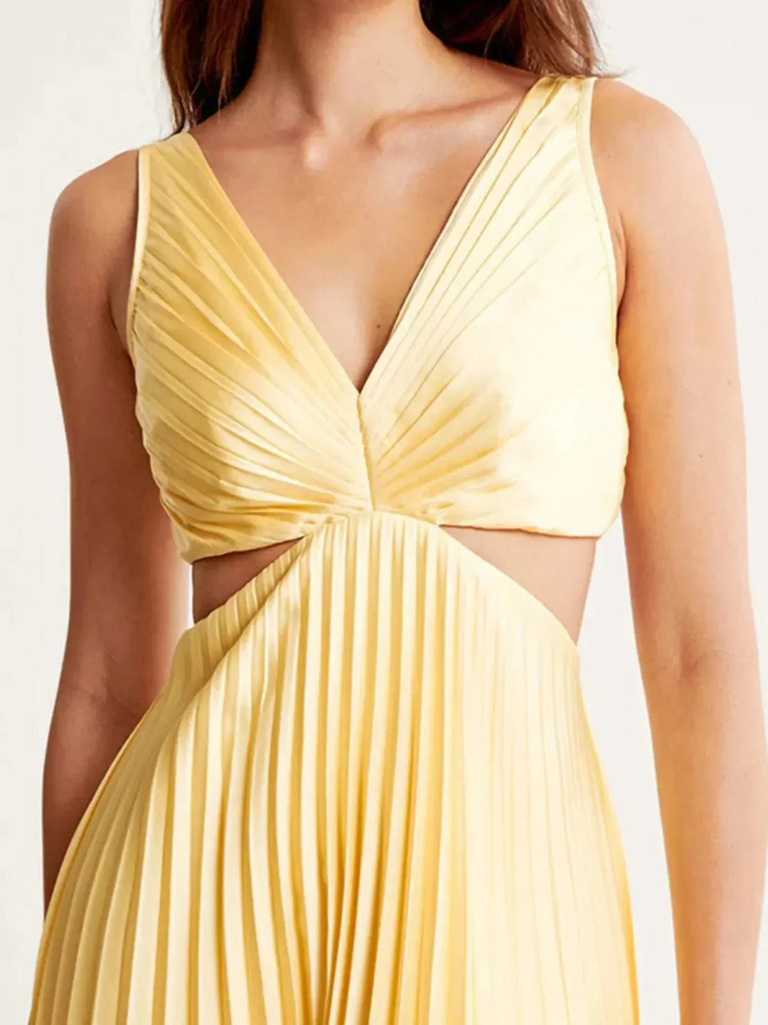 Pleated Midi Dress with Clearly Defined Waist