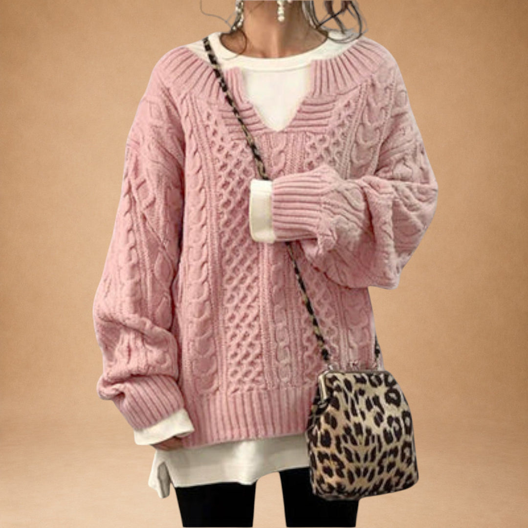 Lily - Oversized Knitted Sweater with Cable Knit Design