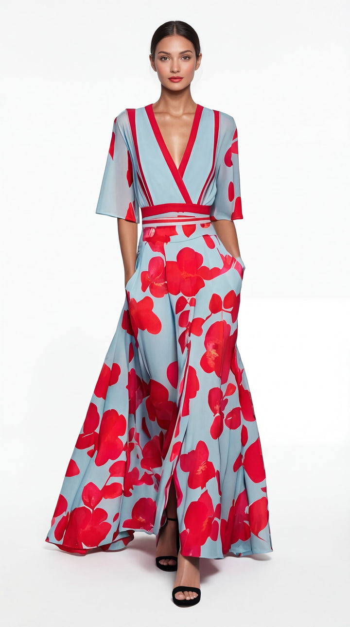 Valentina | Long Elegant Dress with Stunning V-Neck