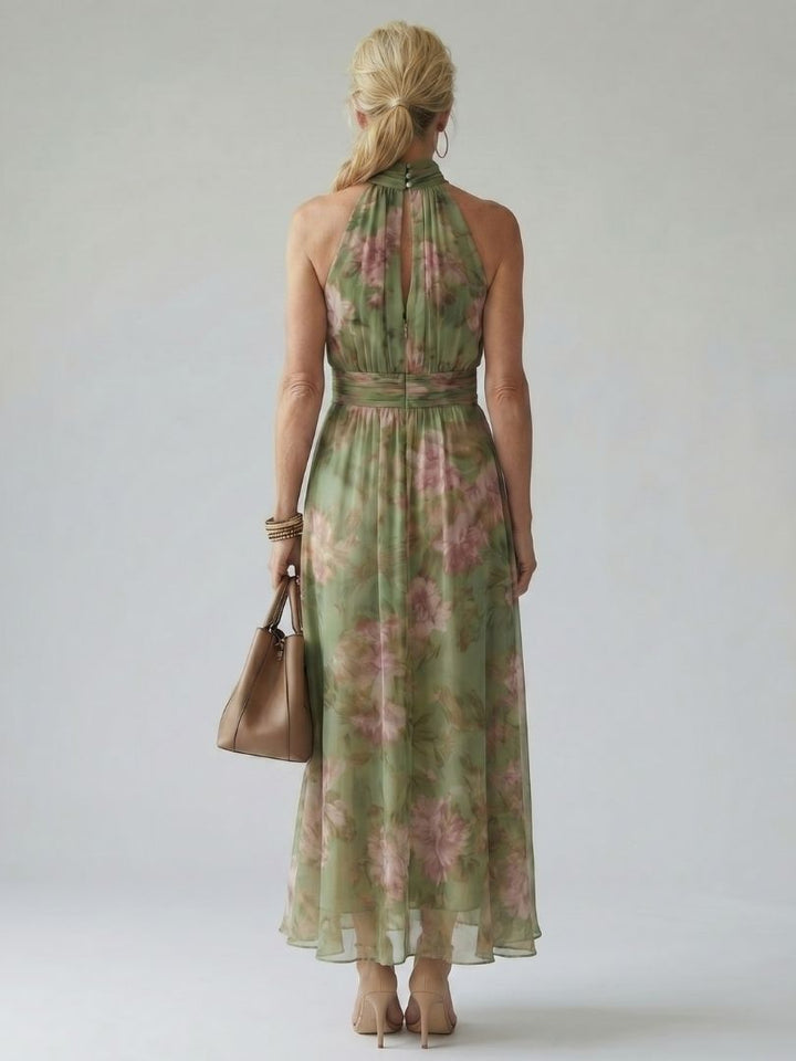 Cármen | Floral Midi Dress with Halter Neck