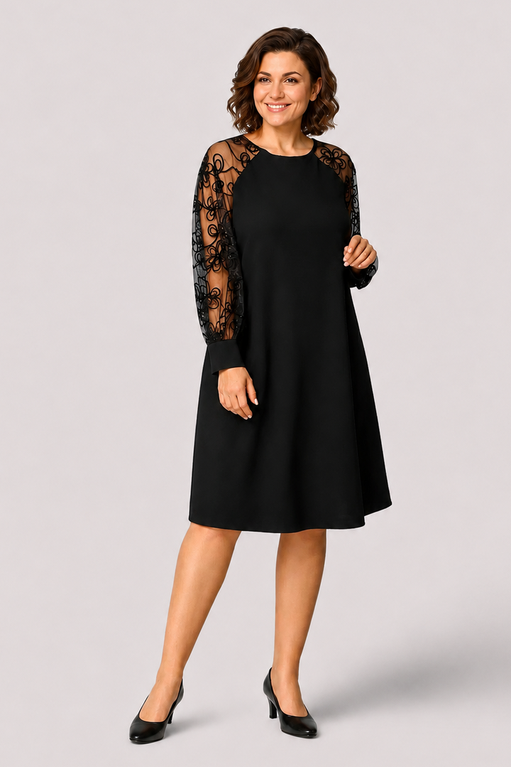 Rastislava | Chic Black Dress Featuring Graceful Sleeves