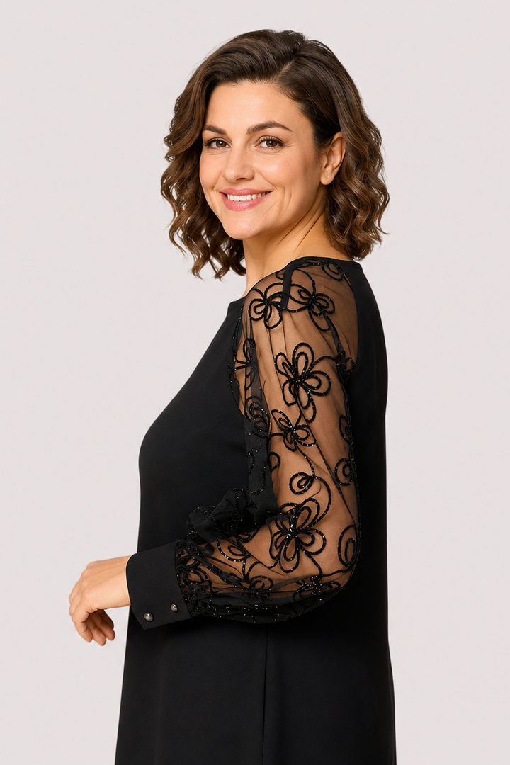 Rastislava | Chic Black Dress Featuring Graceful Sleeves