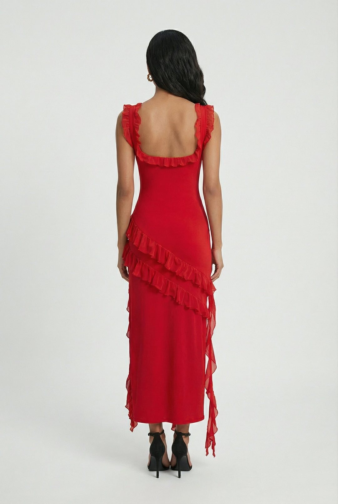 Lucia | Red High Slit Maxi Dress