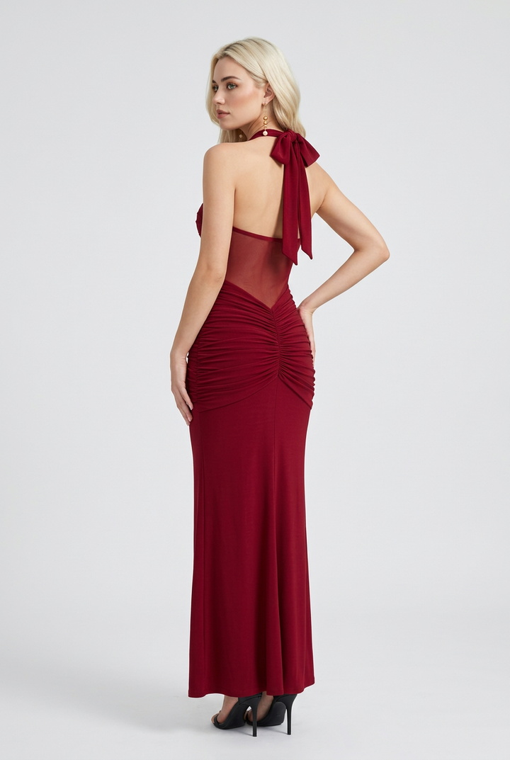 Jarmila | Red Ruching Detail Maxi Dress