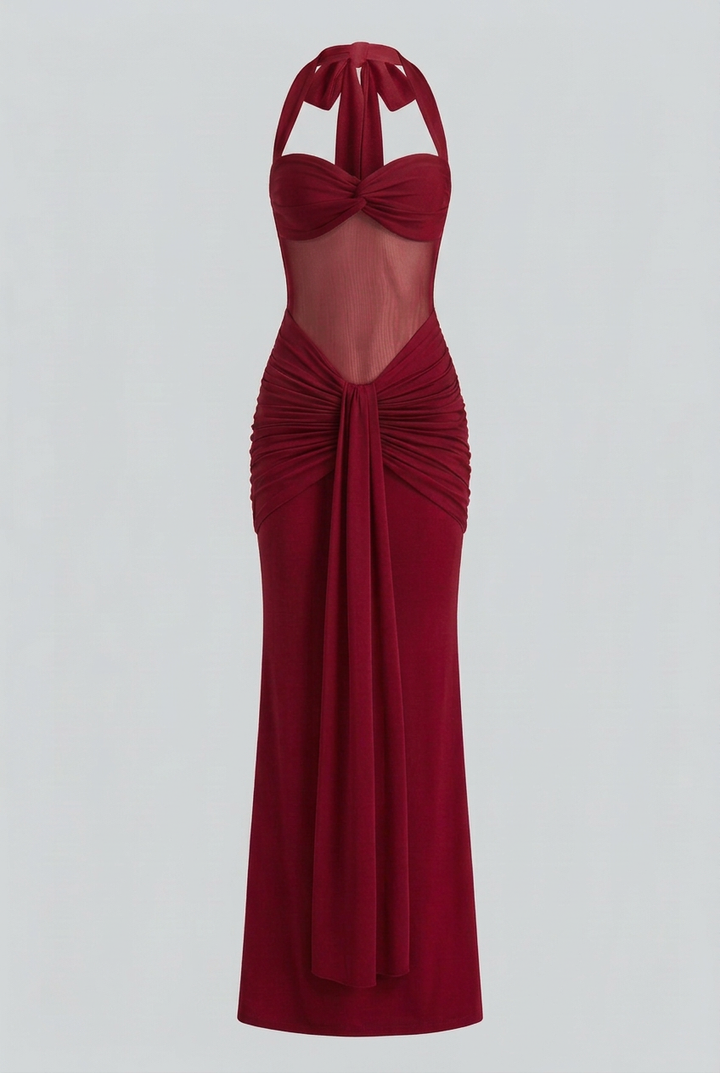 Jarmila | Red Ruching Detail Maxi Dress