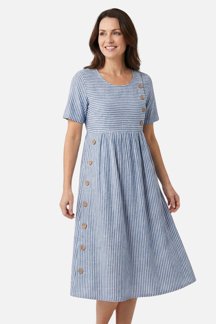 Carmen | Breezy Midi Dress Featuring Button Details