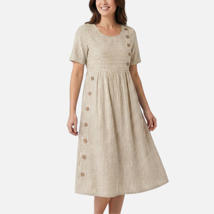 Carmen | Breezy Midi Dress Featuring Button Details