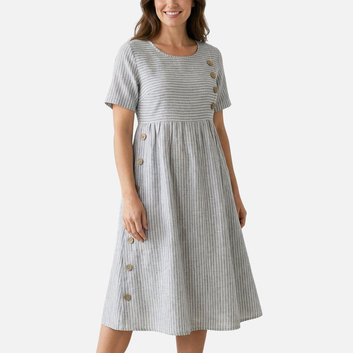 Carmen | Breezy Midi Dress Featuring Button Details