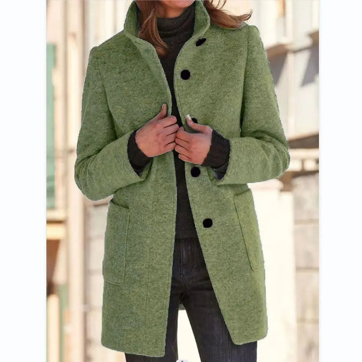 Vintage-Inspired Women's Wool Coat – Stylish High Collar for Effortless Chic