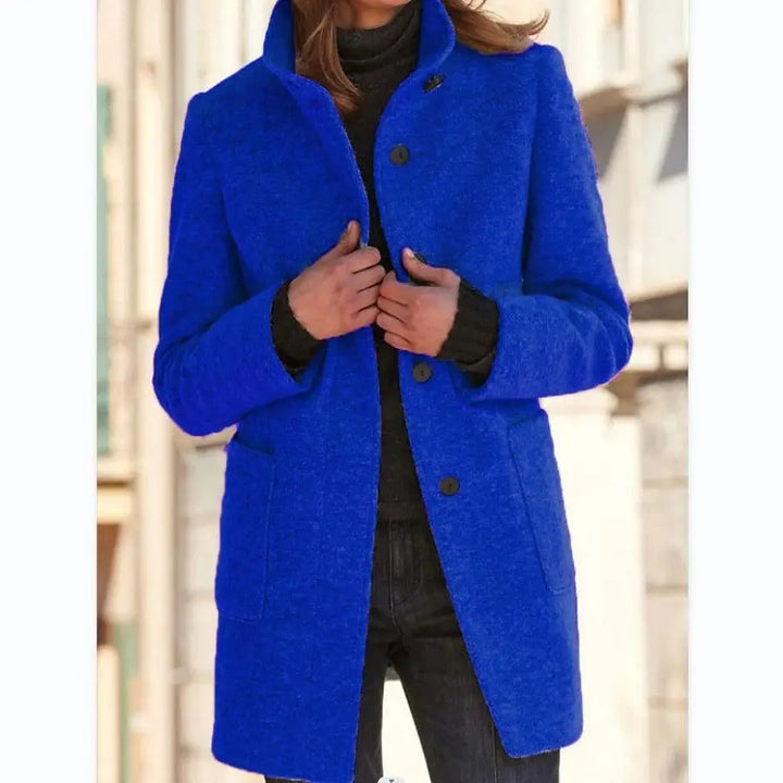 Vintage-Inspired Women's Wool Coat – Stylish High Collar for Effortless Chic
