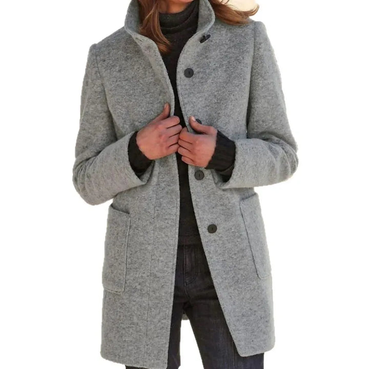 Vintage-Inspired Women's Wool Coat – Stylish High Collar for Effortless Chic