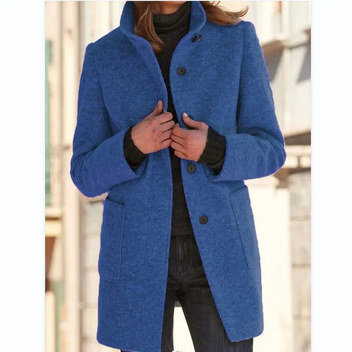 Vintage-Inspired Women's Wool Coat – Stylish High Collar for Effortless Chic