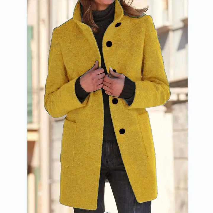 Vintage-Inspired Women's Wool Coat – Stylish High Collar for Effortless Chic