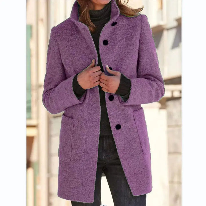 Vintage-Inspired Women's Wool Coat – Stylish High Collar for Effortless Chic