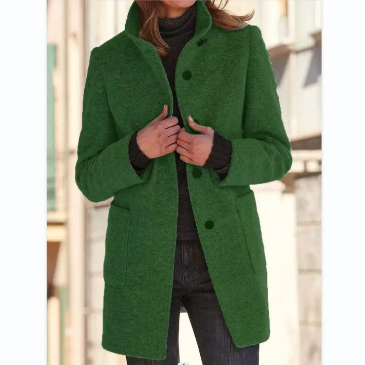 Vintage-Inspired Women's Wool Coat – Stylish High Collar for Effortless Chic