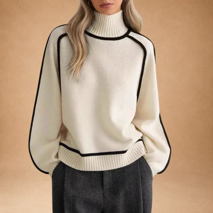 Vasiliki - Elegant Plain Sweater with High Neck