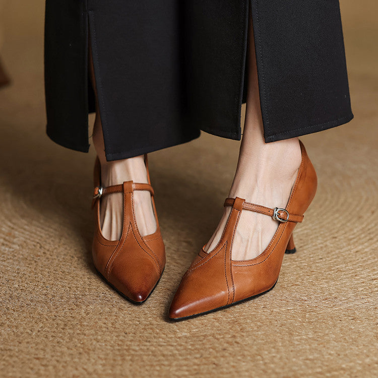 Genuine Leather Court Shoes Lorena