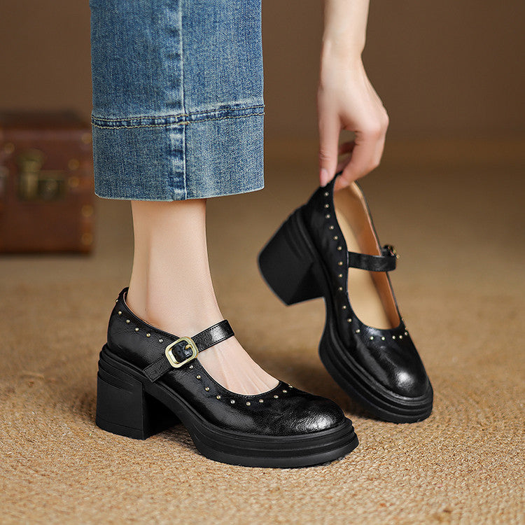 Genuine Leather Heeled Reva