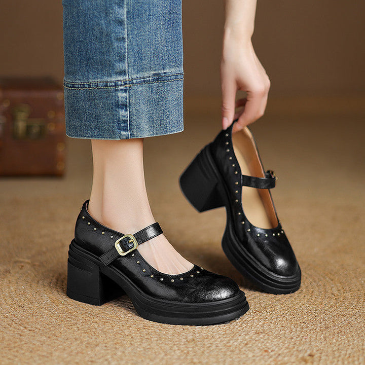 Genuine Leather Heeled Reva