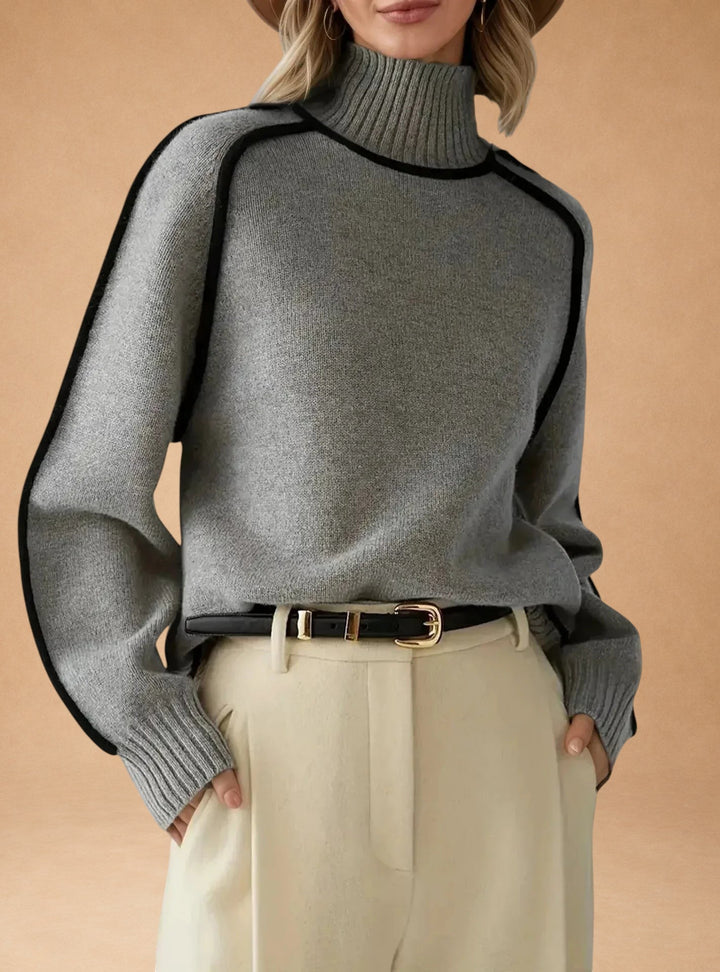 Vasiliki - Elegant Plain Sweater with High Neck