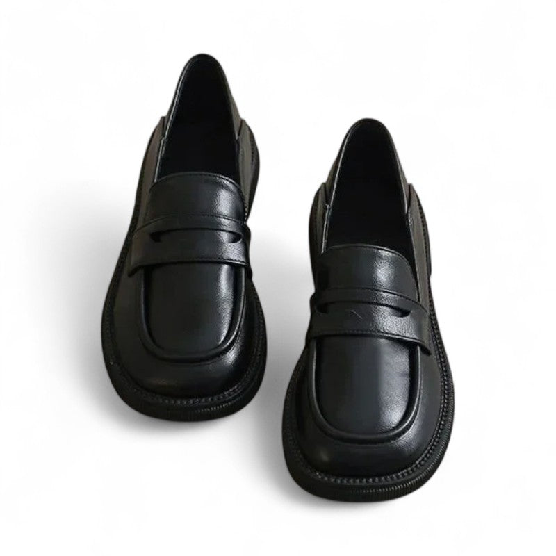 Soft Textured Black Low Moccasins